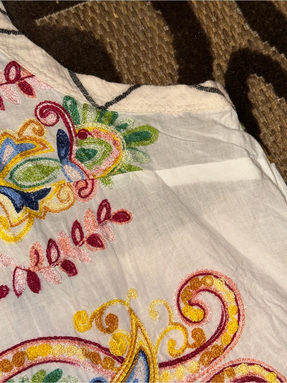Cyrena Anthropologie Linen Blend Embroidered Tunic Boho Festival Shirt Dress LRG - Picture 5 of 10
